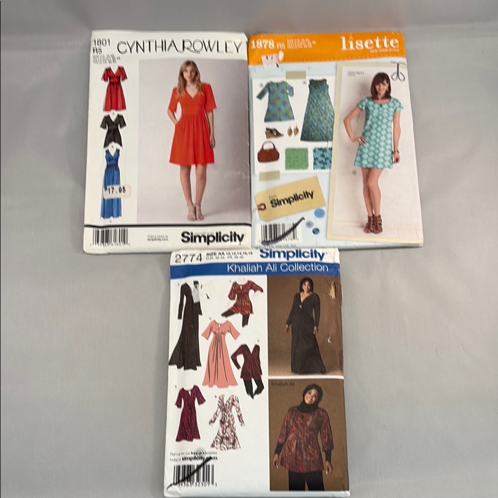 Bundle Of 3 Simplicity Designer Sewing Patterns Unopened/Uncut